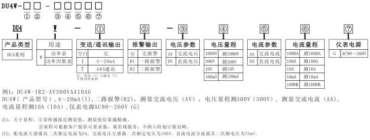 DU4-W數顯功率表 型號